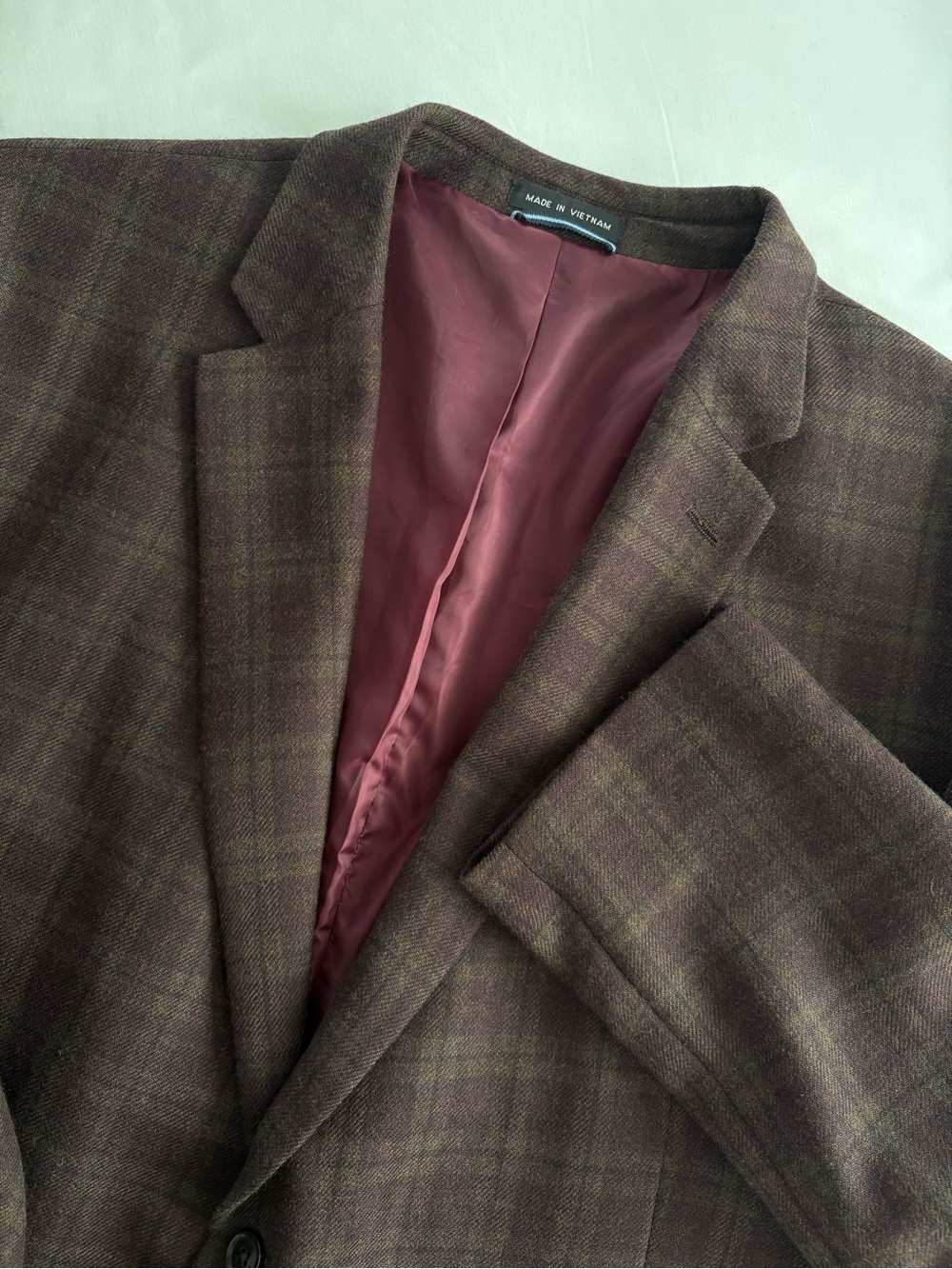 Tommy Hilfiger Men's Brown Plaid 100% Wool Sport Coat Blazer Jacket Size 54R